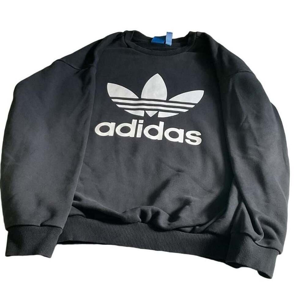 Adidas Originals Trefoil Crewneck Sweatshirt Black Size Small with Pockets